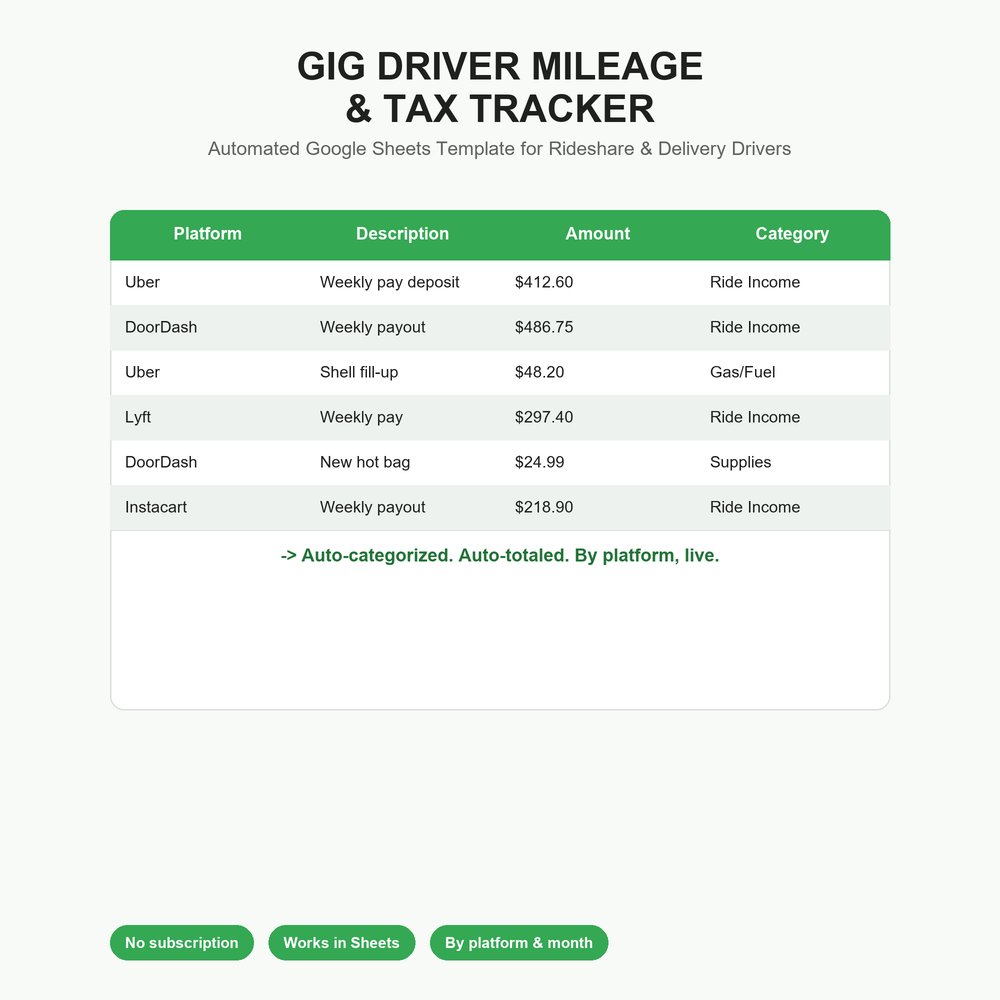 Gig Driver Mileage & Tax Tracker