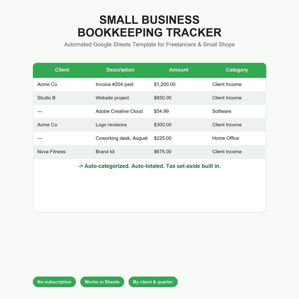 Small Business Bookkeeping Tracker